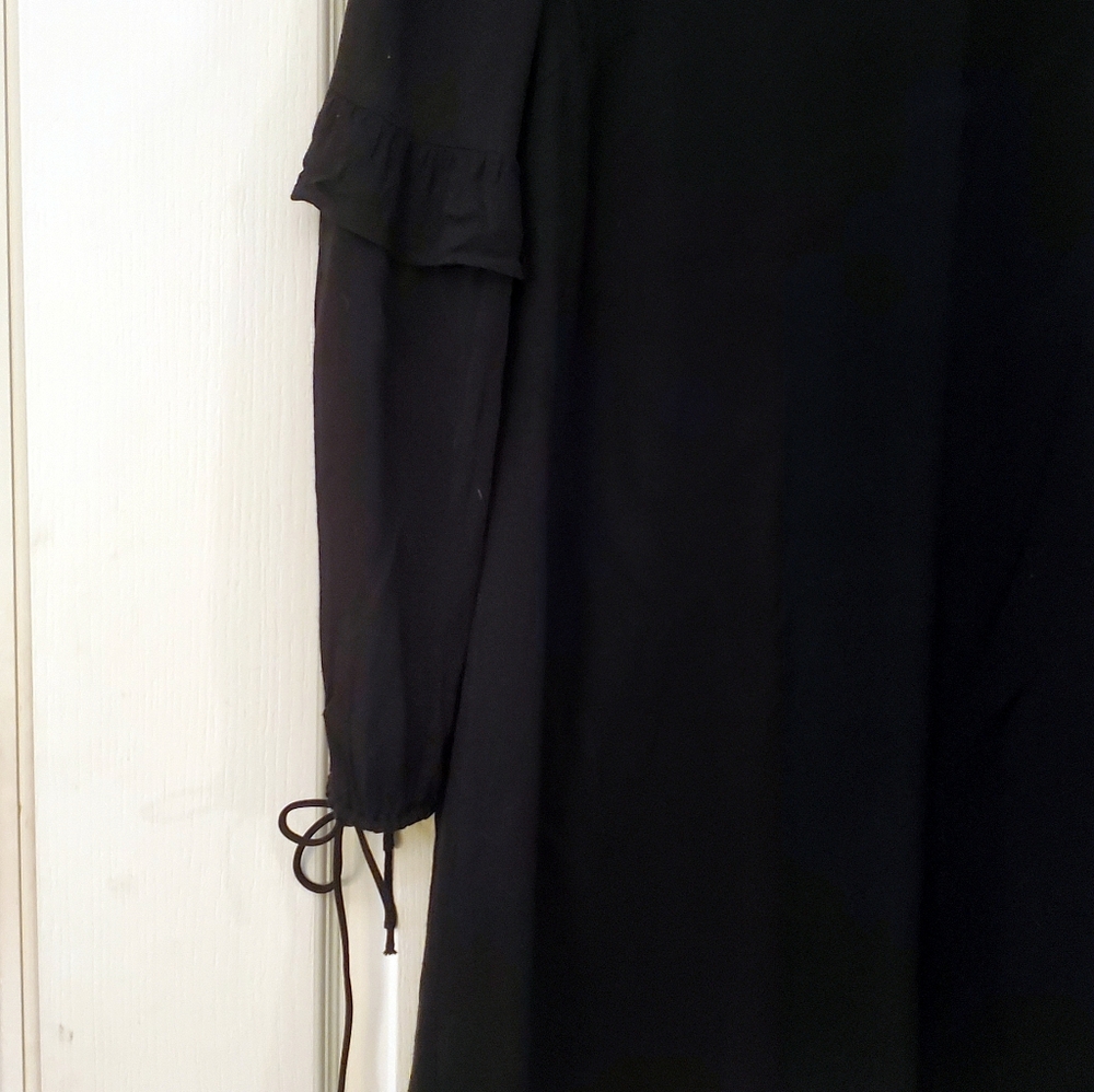 Sugar Lips Black lined long sleeve Tunic Dress with ties on sleeves S - Picture 3 of 8